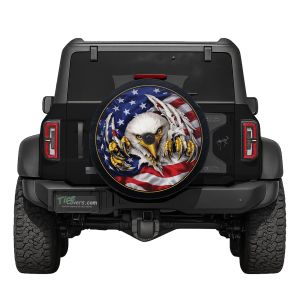 Eagle Ripping Through American Flag Tire Cover for Jeep and Broncos