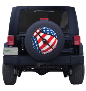 American Flag Basketball Tire Cover on Black Vinyl for Jeep's and Broncos