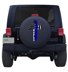 Holy Cross Blue Line American Flag Tire Cover 