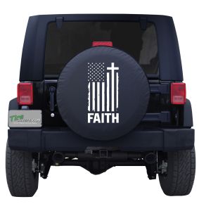 Holy Cross BW American Flag Tire Cover 