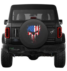 American Flag Punisher Skull Flag Tire Cover for Jeep and Ford Broncos