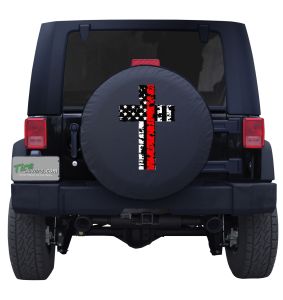 Holy Cross Red Line American Flag Tire Cover 