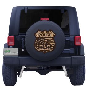 Route 66 Flag Road Sign Tire Cover Front