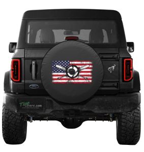 American Flag Baseball Grunge Tire Cover on Black Vinyl for Jeep's and Broncos