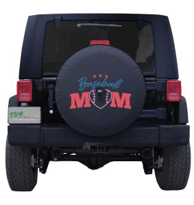 Baseball Mom Tire Cover on Black Vinyl for Jeep's and Broncos