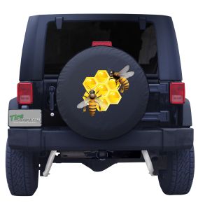 17 for Diameter 31-33 KiuLoam Fluffy Bee Spare Tire Cover Polyester Universal Sunscreen Waterproof Wheel Covers for Jeep Trailer Rv SUV Truck and Many Vehicles 
