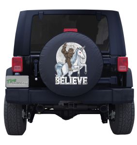 Bigfoot Riding a Unicorn Custom Tire Cover