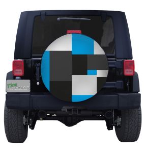 Large Blue Block Camouflage Tire Cover Jeep Wrangler