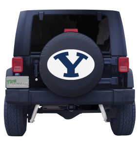 Brigham Young University Spare Tire Cover on Black Vinyl Front