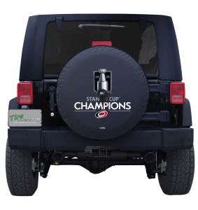Carolina Hurricanes 2026 Stanley Cup Tire Cover on Black Vinyl
