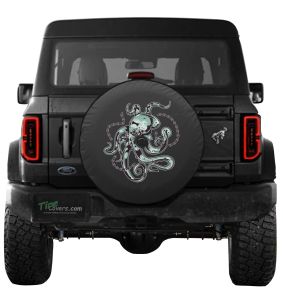 Chained Kraken Octopus Spare Tire Cover for Jeeps and Broncos on Black Vinyl