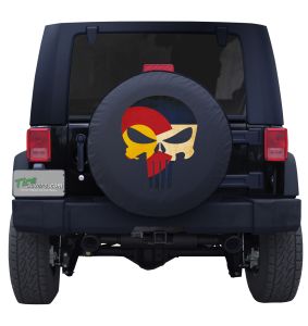 Colorado State Flag Punisher Skull Tire Cover 
