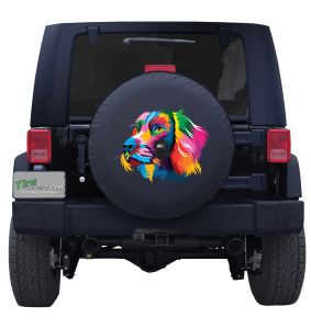 Cocker Spaniel Watercolor Tire Cover on Black Vinyl for Jeep's and Broncos