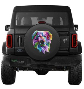 Golden Retriever Watercolor Tire Cover on Black Vinyl for Jeep's and Broncos