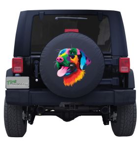 Labrador Retriever Watercolor Tire Cover on Black Vinyl for Jeep's and Broncos