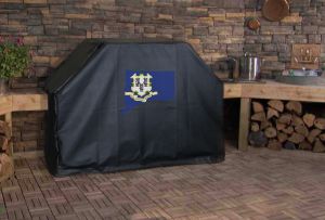 Connecticut State Outline Flag Logo Grill Cover