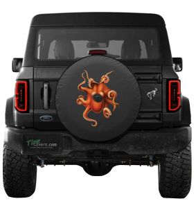 Crawling Octopus Spare Tire Cover for Jeeps and Broncos on Black Vinyl