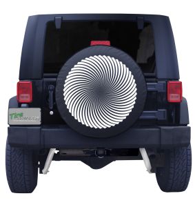 White Spiral Tire Cover Front