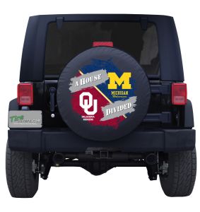 Oklahoma Sooners and University of Michigan Wolverines House Divided Tire Cover