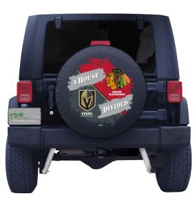 Vegas Golden Knights & Chicago Blackhawks House Divided Spare Tire Cover