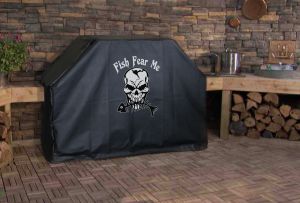 Fish Fear Me Skeleton Logo Grill Cover