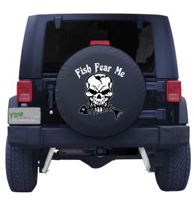 Fish Fear Me Skeleton Fish Tire Cover