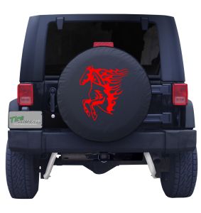 Flaming Red Mustang Tire Cover 