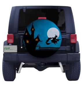 Haunted House and Witch Tire Cover 