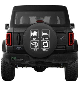 Ford Bronco Eat, Sleep, Fish, Repeat Spare Tire Cover