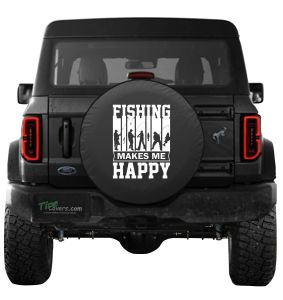Ford Bronco Fishing Makes Me Happy Spare Tire Cover