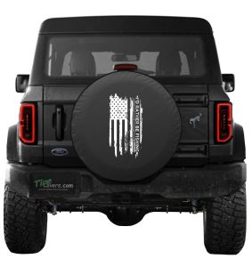 Ford Bronco I'd Rather be Fishing American Flag Spare Tire Cover