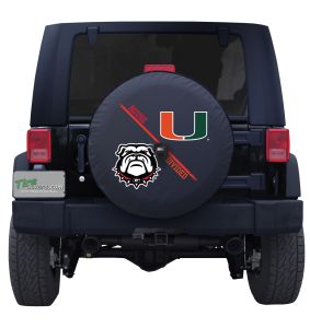 Georgia Bulldogs and Miami FL Hurricanes House Divided Tire Cover