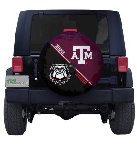 Georgia Bulldogs and Texas A&M Aggies House Divided Tire Cover