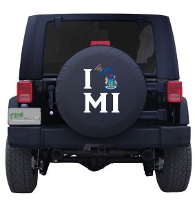 I Love Michigan State Flag Tire Cover 