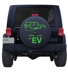 I Identify as an EV Tire Cover on Black Vinyl