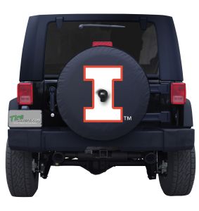 University of Illinois Tire Cover with Fighting Illini Logo on Black or White Vinyl