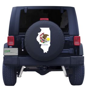 Illinois State Outline Flag Tire Cover