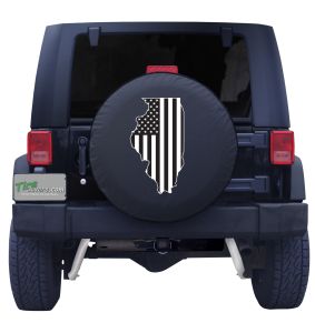 Illinois State Outline American Flag BW Tire Cover