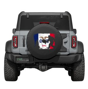 Iowa State Flag Bigfoot in the Woods Tire Cover