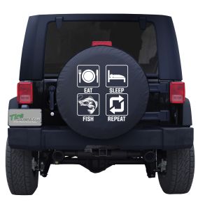 Jeep Wrangler Eat Sleep Fish Repeat Spare Tire Cover