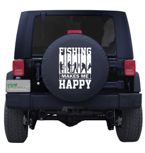 Jeep Wrangler Fishing Makes Me Happy Spare Tire Cover