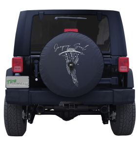 Jeepsy Soul Feathers Tire Cover on Black Vinyl for Jeep's