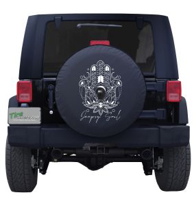 Jeepsy Soul Hand Tire Cover on Black Vinyl for Jeep's