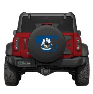 Louisiana State Flag Bigfoot in the Woods Tire Cover