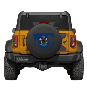 Maine State Flag Bigfoot in the Woods Tire Cover