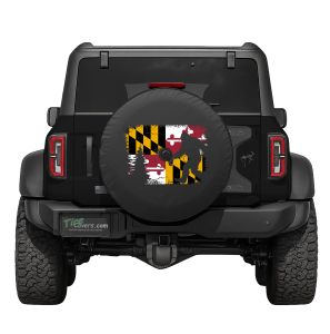 Maryland State Flag Bigfoot in the Woods Tire Cover