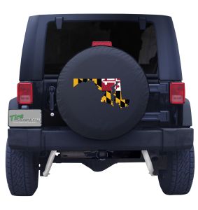 Maryland State Outline Flag Tire Cover