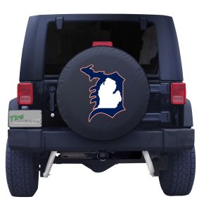 Michigan D Blue with Yellow Outline Spare Tire Cover Front