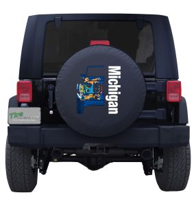 Michigan Jeep Flag Wordmark Tire Cover 