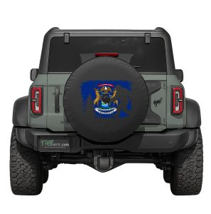 Michigan State Flag Bigfoot in the Woods Tire Cover
